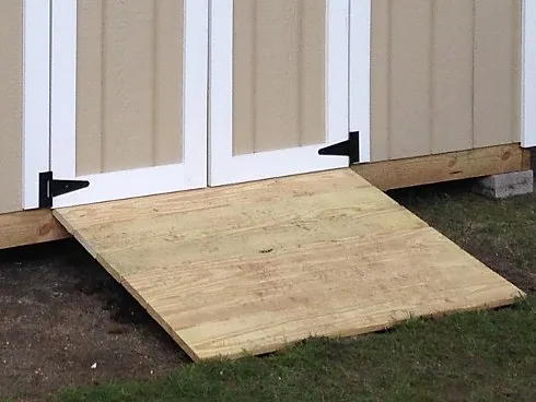 Heavy duty ramp that leads into the shed