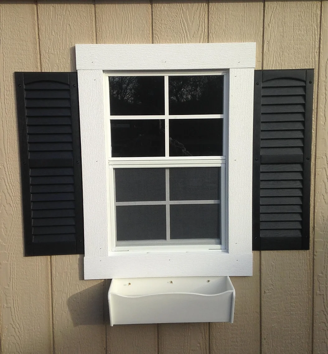 Window with shutters and flower box