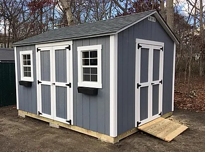 White PVC trim around shed